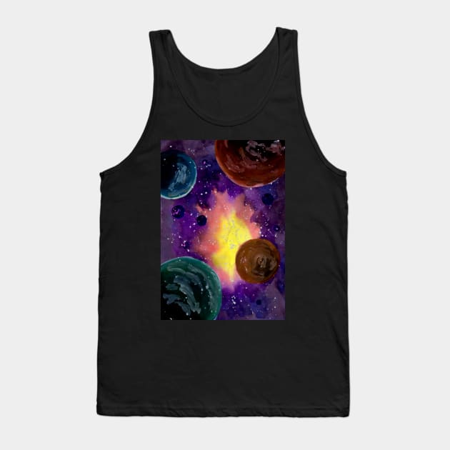 Colorful Space and Planets Tank Top by ZeichenbloQ